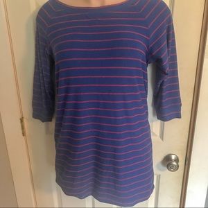 SEATON Blue Red Striped Dress Beach Coverup Terry